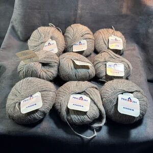 Pingouin Andes Gray Yarn Set of 9 Wool Alpaca Acrylic Blend NEW WITH TAGS 79693